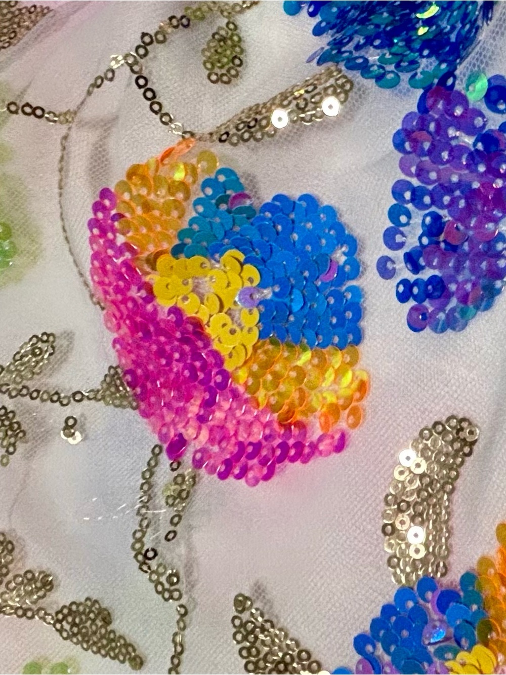 High-Waist Sequin Floral Shorts - White with Multicolor Sequins - Picture 3 of 5